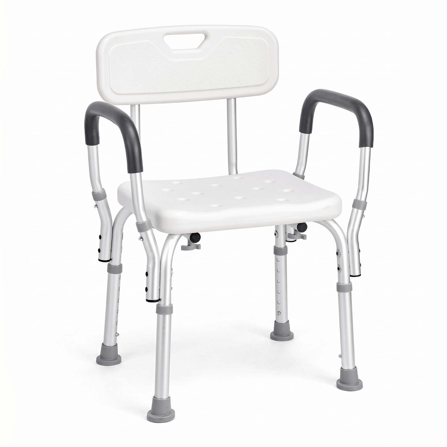 Shower Chair with Padded Armrests & Backrest - Height Adjustable