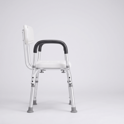 Shower Chair with Padded Armrests & Backrest - Height Adjustable