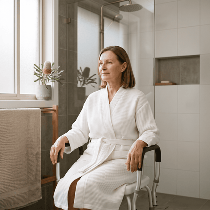 Shower Chair with Padded Armrests & Backrest - Height Adjustable