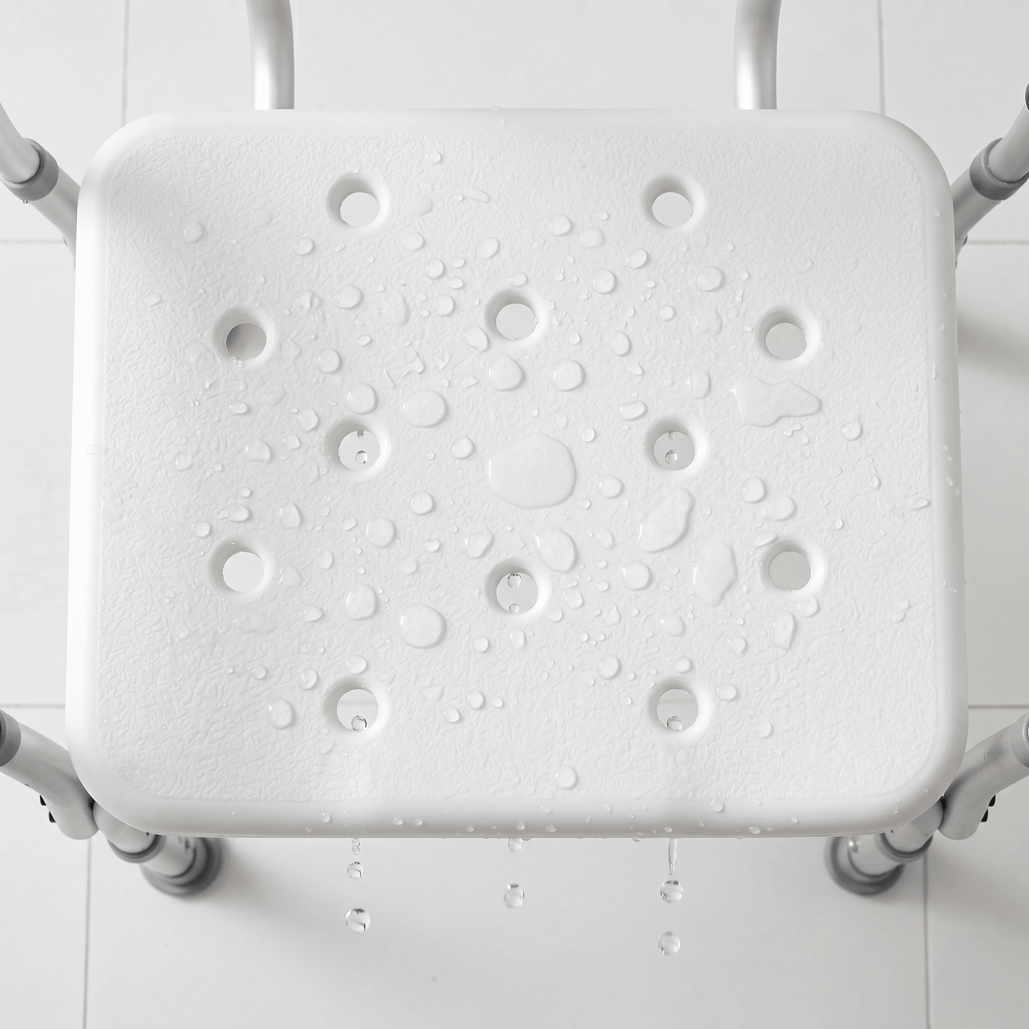 Shower Chair with Padded Armrests & Backrest - Height Adjustable